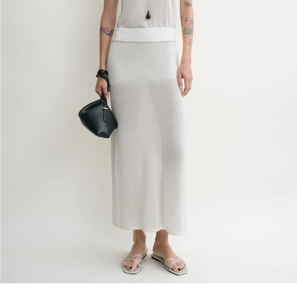 NWT Toteme ivory knit lycocell cashmere pencil Maxi Skirt Size small